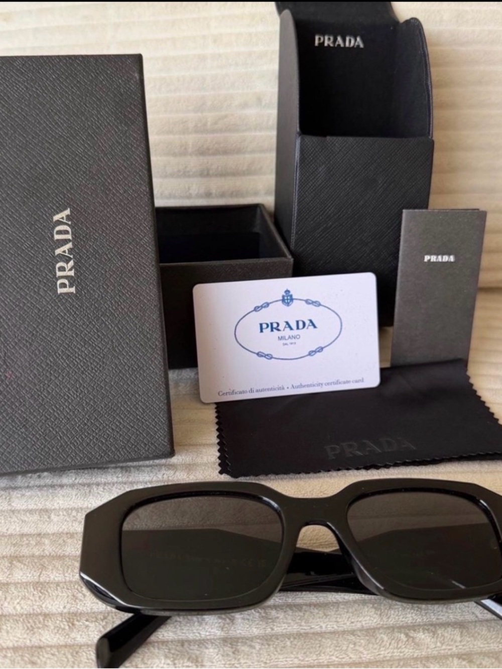 Prada Women's Black Rectangular Sunglasses